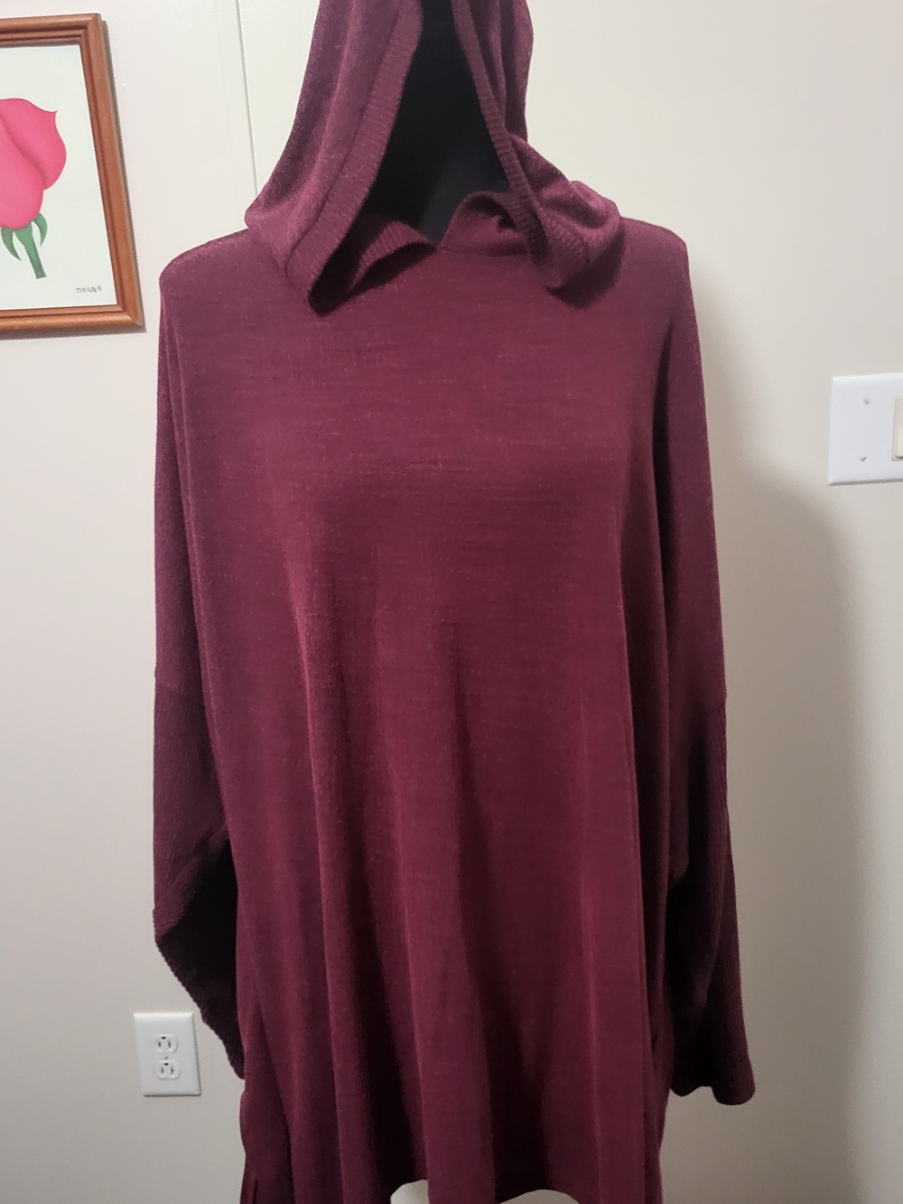Lane Bryant Hooded Knit Poncho - Wine